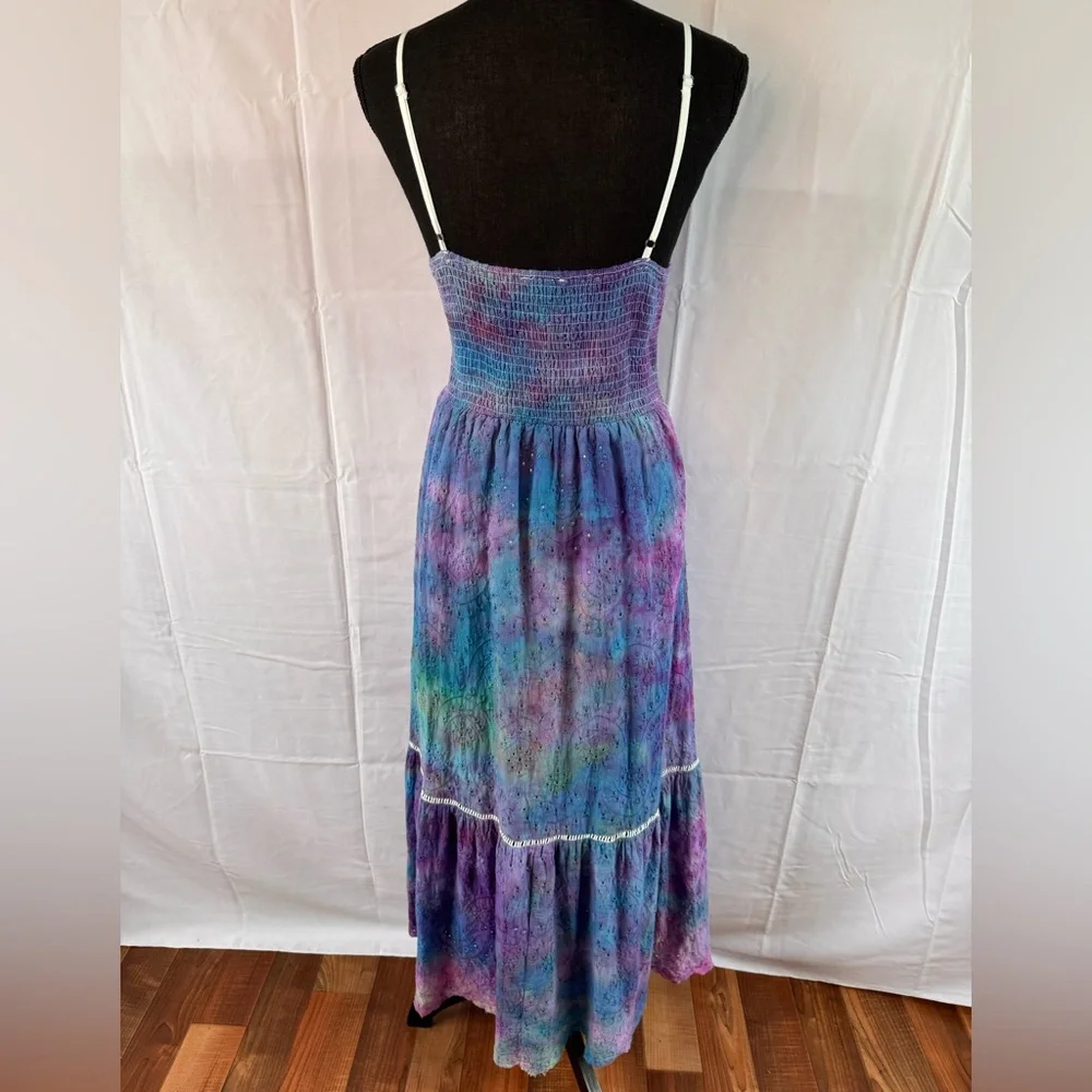 Hand Dyed Tie-Dye Eyelet Maxi Dress - Picture 2 of 12